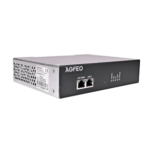 AGFEO ES PURE-IP X IT - 6101771 Full-IP System im 19"-Gehäuse (schwarz, 1HE) mit bis zu 30 VoIP-Kanälen (6 im Grundausbau, 24 weitere via kostenpflichtiger optionaler Lizenz) und bis zu 40 Benutzern (10 im Grundausbau, 30 weitere via kostenpflichtiger optionale Lizenz). Unterschiedliche Status via LED Anzeige. LAN- Anschluss für SIP intern und SIP extern. Individualisierbare MoH, Aktivierung 2. Netzwerk-Schnittstelle über optional erhältliche ETH Plus Lizenz, integr. Voiceboxsystem inkl. Voice to Mail (4 Voiceboxen im Grundausbau, erweiterbar auf 40 via Lizenz), Faxbox System via opt. Lizenz (Faxempfang inkl. Fax to Mail, max. 3 Faxboxen), Audio-Informations-System (1-kanalig, optional per Lizenz erweiterbar auf 4 Kanäle), optionales Anruf-Management-System (AMS) per Lizenz, TAPI-Serverfunktionalität (opt. Lizenzen zur Erhöhung der unterstützten TAPI-Lines v. 3 Stück per Default auf max. 43 und CSTA Erweiterung), Unterstützung des AGFEO DECT IP-System. Türbildanzeige auf Systels, DECT IP-Geräten und im CTI Client. SmartHome Server on Board inklusive Unterstützung der SmartConnectBox (ext. Relais u. Sensoren). Konfiguration via LAN. Integr. Updateserver mit hinterlegten FW-Ständen für angeschl. Systemtelefone. Betrieb von AGFEO ST 22 IP, ST 42 IP, ST 45 IP, ST 53 IP, ST 54 IP und ST 56 IP möglich. AGFEO Dashboard Server (on Board) für CTI/UC Funktionalität via optionaler Lizenz dauerhaft aktivierbar (Demobetrieb möglich), CTI/UC Steuer- und Bedien-Software AGFEO Dashboard inkl. m?gl. VISOfon Funktionalität (optionale Lizenzerweiterung). EAN / GTIN: 4021972017717