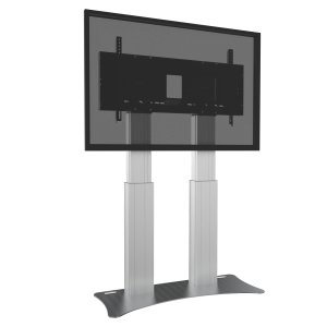 Elektrisch höhenverstellbarer Schwerlast XL Monitorständer mit 50 cm Hub SCETADP Höhenverstellung mit 2 Säulen und Bodenplatte H 152 - 202 x B 73 x T 53 cm Display von 70" – 120", VESA 200x200 - 1200x600 Displayhalterung mit Schnellspannverschluss Traglast bis max. 250 kg, 2 Säulen Hubweg: motorisch 50 cm Farbe: Säulen in natureloxiert Große Bodenplatte in silber Inkl. Kabelbedienteil zur Höhenverstellung Systemeigenes Kabelmanagement Lieferung erfolgt kartonverpackt