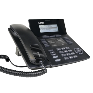AGFEO ST 54 IP SENSORfon schwarz – 6101728 Für ES- und HyperVoice Systeme (jeweils ab Version 3.0g). Bewegliches und beleuchtetes Grafikdisplay, Steuerkreuz für effektive Bedienung, Annäherungssensor (Display, Tonruf), Soft-Keys, flaches Design und wandmontagefähig ohne zusätzlichen Halter, Aufstellbügel für 2 untersch. Neigungswinkel, self-labeling Beschriftungsfeld (inkl. Umschaltung einer Ebenenanzeige). 10 Funktionstasten mit 20 Funktionen auf 2 Ebenen mit Status LED für beide Ebenen bei Umschaltung. Hauptdisplay und self-labeling Beschriftungsfeld inkl. Darkmode. Busylight (2farbig), individualisierbare Klingelmelodien via WEB Frontend. Anschlussmöglichkeit von schnurgeb. Headsets, DHSG Varianten oder BT-Headsets via optionalem BT-Modul 50. Vollumfängliche CTI Steuerung via TAPI und AGFEO Dashboard PC-Client. Anbindung via LAN. Für PoE Betrieb (Power over Ethernet) geeignet bzw. separates Netzteil (6100826) erforderlich! EAN / GTIN: 4021972017281