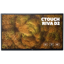 CTOUCH Riva D2 65" Touch Display Bietet eine exzellente Touch-Technologie, die eine präzise und schnelle Steuerung von Inhalten ermöglicht. Es ist ideal für den Einsatz in Besprechungs-, oder Konferenzräumen und Schulungsumgebungen, wo interaktive Präsentationen und digitale Kommunikation gefragt sind. Durch ihre hohe Qualität und Vielseitigkeit bietet es eine nachhaltige Lösung, die die Zusammenarbeit fördert und das Engagement der Nutzer steigert. Typ: Riva D2 Größe: 65“. Helligkeit: 400 cd/m². Auflösung: 3.840 x 2.160 Kontrast: 5000:1 Bildseitenverhältnis: 16:9 Display-Technologie: TFT-LCD Touch-System: TrueBeam-Touch+ Touch-Punkte: 40 unter Windows, 20 unter Android Sound: Zwei Stereo-3-Wege-Lautsprecher System: Android 11 Lebensdauererwartung: 50.000 Stunden (16/7) Reaktionszeit: 8 ms Breite: 1491 mm Höhe: 885 mm Tiefe: 85 mm VESA: 600 x 400 mm Gewicht: 38,60 kg