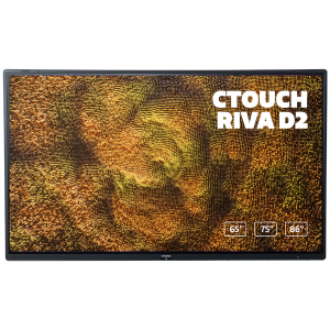 CTOUCH Riva D2 65" Touch Display Bietet eine exzellente Touch-Technologie, die eine präzise und schnelle Steuerung von Inhalten ermöglicht. Es ist ideal für den Einsatz in Besprechungs-, oder Konferenzräumen und Schulungsumgebungen, wo interaktive Präsentationen und digitale Kommunikation gefragt sind. Durch ihre hohe Qualität und Vielseitigkeit bietet es eine nachhaltige Lösung, die die Zusammenarbeit fördert und das Engagement der Nutzer steigert. Typ: Riva D2 Größe: 65“. Helligkeit: 400 cd/m². Auflösung: 3.840 x 2.160 Kontrast: 5000:1 Bildseitenverhältnis: 16:9 Display-Technologie: TFT-LCD Touch-System: TrueBeam-Touch+ Touch-Punkte: 40 unter Windows, 20 unter Android Sound: Zwei Stereo-3-Wege-Lautsprecher System: Android 11 Lebensdauererwartung: 50.000 Stunden (16/7) Reaktionszeit: 8 ms Breite: 1491 mm Höhe: 885 mm Tiefe: 85 mm VESA: 600 x 400 mm Gewicht: 38,60 kg