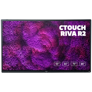 CTOUCH Riva R2 86" Touch Display Das CTouch Riva R2 überzeugt mit einem besonders klaren und reaktionsschnellen Touchscreen, der ein präzises und angenehmes Benutzererlebnis bietet. Mit integrierter Android-Technologie und einem leistungsstarken Quad-Core-Prozessor ermöglicht es schnelle Interaktionen und eine nahtlose Nutzung verschiedenster Apps. Zudem bietet das Display eine flexible Installation, die sowohl in großen Konferenzräumen als auch in kleineren Klassenräumen bestens zur Geltung kommt. Typ: Riva R2 Größe: 86“. Helligkeit: 400 cd/m² Auflösung: 3.840 x 2.160 Kontrast: 5000:1 Bildseitenverhältnis: 16:9 Display-Technologie: TFT-LCD Touch-System: TrueBeam-Touch+ Touch-Punkte: 40 unter Windows, 20 unter Android Sound: Zwei Stereo-3-Wege-Lautsprecher System: Android 12. Lebensdauererwartung: 50.000 Stunden (16/7). Reaktionszeit: 8 ms Breite: 1960 mm Höhe: 1150 mm Tiefe: 98 mm VESA: 800 x 600 mm Gewicht: 65,50 kg.