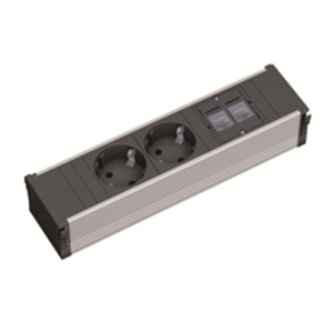 Bachmann CONI Steckdoseneinheit kurz 2 x Schutzkontakt 2 x CAT5e 333.1008 Die Bachmann Steckdoseneinheit bietet eine platzsparende, vielseitige und professionelle Lösung für die Strom- und Netzwerkversorgung in Büros, Konferenzräumen und Home-Offices. Mit 2 Schutzkontakt-Steckdosen und 2 CAT5e-Netzwerkanschlüssen ermöglicht sie eine stabile Stromversorgung und zuverlässige Datenverbindung, perfekt für moderne Arbeitsumgebungen. Dank des kompakten Designs fügt sich die Einheit dezent in Tischoberflächen ein und sorgt für eine aufgeräumte, organisierte Arbeitsfläche. 2x Schutzkontakt-Steckdosen – sichere Stromversorgung für Bürogeräte. 2x CAT5e-Netzwerkanschlüsse – stabile und schnelle LAN-Verbindung für störungsfreies Arbeiten. Platzsparendes & modernes Design – ideal für Schreibtische, Konferenztische & Arbeitsplätze. Einfache & schnelle Installation – für eine nahtlose Integration in bestehende Arbeitsumgebungen. Länge 3-fach / 217mm Buchse/Buchse 0,10m H05VV-F 3G1,50mm² schwarz Wieland GST18 Steckverbinder 2x Schutzkontaktsteckdose schwarz 2x Netzwerk CAT5e RJ45 Ob im Büro, Home-Office oder Konferenzraum – die Bachmann CONI Steckdoseneinheit kombiniert hochwertiges Design mit praktischer Funktionalität und sorgt für eine effiziente und strukturierte Arbeitsumgebung.