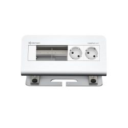 Kindermann CablePort desk² Tischanschlussfeld 4-fach Aluminium, 2x Strom, 2x Leerplätze für FLEX 45 Module, Einbau 80 mm