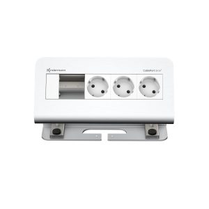 Kindermann CablePort desk² 4-fach 3 x Strom 1x Leer Aluminium 7430000053 Das Kindermann Tischanschlussfeld mit 3x Schutzkontakt-Steckdosen und 1x Leerfeld bietet eine platzsparende, flexible und moderne Lösung für die Strom- und Datenversorgung. Perfekt für Büros, Home-Offices und Konferenztische, ermöglicht es eine strukturierte und effiziente Arbeitsumgebung. Das Leerfeld lässt sich individuell mit passenden Modulen ergänzen. Das hochwertige Aluminium-Design sorgt für eine stilvolle und aufgeräumte Arbeitsfläche. 3x Schutzkontakt-Steckdosen – zuverlässige Stromversorgung für mehrere Geräte 1x Leerfeld – flexibel erweiterbar für individuelle Anschlüsse 3 x Strom 1x Leer Netzzuleitung GST18, 1 m Tischplatten mit Stärken von 10 bis 60 mm montierbar Ob im Büro, Home-Office oder Konferenzraum – das Kindermann CablePort desk² 4-fach Aluminium verbindet hochwertiges Design mit Funktionalität und sorgt für eine strukturierte, moderne Arbeitsatmosphäre.