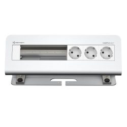 Kindermann CablePort desk² Tischanschlussfeld 6-fach Aluminium, 3x Strom, 3x Leerplätze für FLEX 45 Module, Einbau 80 mm