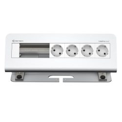 Kindermann CablePort desk² Tischanschlussfeld 6-fach 4 x Strom 2x Leer Alu 7430000064 Das Kindermann CablePort desk² Tischanschlussfeld mit 4x Schutzkontakt-Steckdosen und 2x Leerfeldern ist die perfekte Lösung für eine moderne, platzsparende Strom- und Datenversorgung. Ob in Büros, Konferenzräumen oder Home-Offices, dieses Tischanschlussfeld schafft eine strukturierte Arbeitsumgebung. Die Leerfelder lassen sich individuell mit passenden Modulen bestücken. Dank des hochwertigen Aluminium-Designs passt es harmonisch in jede Umgebung. 4x Schutzkontakt-Steckdosen – sichere Stromversorgung für mehrere Geräte 2x Leerfelder – individuell erweiterbar für verschiedene Anschlüsse 6-fach Gehäuse Aluminium 4 x Strom, 2x Leer Netzzuleitung GST18, 1 m Platz für 4 Halbblenden oder 2 Vollblenden Tischplatten 10 bis 60 mm montierbar. Ob im Büro, Home-Office oder Konferenzraum – das Kindermann CablePort desk² 6-fach in Aluminium kombiniert hochwertiges Design mit praktischer Funktionalität und schafft eine strukturierte, moderne und aufgeräumte Arbeitsumgebung.