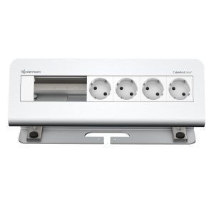 Kindermann CablePort desk² Tischanschlussfeld 6-fach 4 x Strom 2x Leer Alu 7430000064 Das Kindermann CablePort desk² Tischanschlussfeld mit 4x Schutzkontakt-Steckdosen und 2x Leerfeldern ist die perfekte Lösung für eine moderne, platzsparende Strom- und Datenversorgung. Ob in Büros, Konferenzräumen oder Home-Offices, dieses Tischanschlussfeld schafft eine strukturierte Arbeitsumgebung. Die Leerfelder lassen sich individuell mit passenden Modulen bestücken. Dank des hochwertigen Aluminium-Designs passt es harmonisch in jede Umgebung. 4x Schutzkontakt-Steckdosen – sichere Stromversorgung für mehrere Geräte 2x Leerfelder – individuell erweiterbar für verschiedene Anschlüsse 6-fach Gehäuse Aluminium 4 x Strom, 2x Leer Netzzuleitung GST18, 1 m Platz für 4 Halbblenden oder 2 Vollblenden Tischplatten 10 bis 60 mm montierbar. Ob im Büro, Home-Office oder Konferenzraum – das Kindermann CablePort desk² 6-fach in Aluminium kombiniert hochwertiges Design mit praktischer Funktionalität und schafft eine strukturierte, moderne und aufgeräumte Arbeitsumgebung.