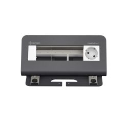 Kindermann CablePort desk² Tischanschlussfeld 4-fach schiefergrau, 1x Strom, 3x Leerplätze für FLEX 45 Module, Einbau 80 mm