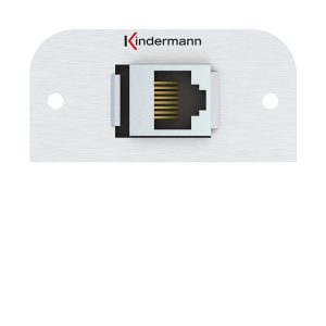Kindermann Konnect 54 alu Anschlussblende mit Kabelpeitsche - Cat-6 (RJ45) 7441000527 Die Kindermann Anschlussblende ist die perfekte Lösung für professionelle und ästhetisch ansprechende Netzwerk-Installationen. Mit ihrem hochwertigen Aluminiumgehäuse und der praktischen Kabelpeitsche bietet sie eine zuverlässige Verbindung für schnelle und stabile Datenübertragungen. Bandbreite von bis zu 1 Gbit/s Gehäuse: Aluminium Halbblende Geeignet für alle Geräte mit RJ45-Anschlüssen wie PCs, Laptops, Router und Switches. Mindesteinbautiefe: 52 mm Größe: 54 x 54 mm
