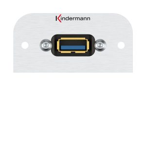 Kindermann Konnect 54 alu - USB 3.0 Halbblende 7441000529 Die Kindermann Anschlussblende ermöglicht schnelle, stabile und zuverlässige USB-Verbindungen für moderne Arbeits- und Konferenzumgebungen. Sie ist ideal für High-Speed-Datenübertragungen, Ladeanwendungen und den Anschluss von Peripheriegeräten. Robuste Aluminium-Konstruktion – langlebig, modern und elegant. Einfache & sichere Installation – ideal für feste Einbauten in Medientechnik-Setups. Perfekt für moderne Arbeitsumgebungen – verbindet Laptops, Dockingstations, USB-Speicher & mehr. USB 3.0-Standard – ultraschnelle Datenübertragungen mit bis zu 5 Gbit/s Halbblende Größe 54 x 54 mm Mindesteinbautiefe 42 mm Kabelpeitsche, kurz Buchse/Buchse