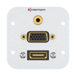 Kindermann Konnect 54 Anschlussblende Aluminium, HDMI VGA Audio mit Kabelpeitsche, Vollmodul für AV-Systemrahmen