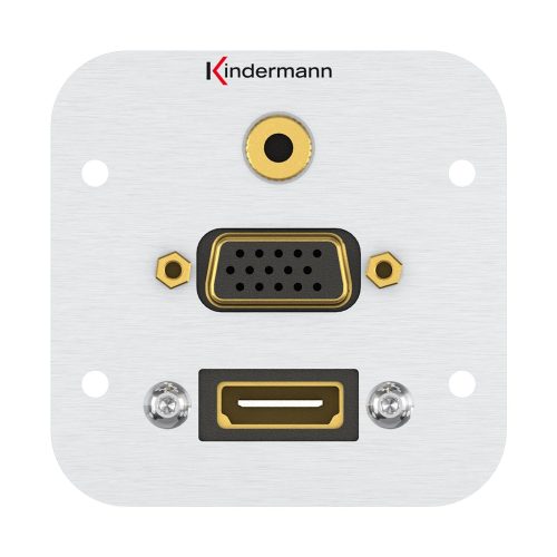 Kindermann Konnect 54 alu - Anschlussblende mit Kabelpeitsche, Vollblende HDMI, VGA, Audio Aluminium 7441000586