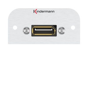 Kindermann Konnect 54 alu - Anschlussblende DisplayPort 7441000588 Hochwertige Verbindungslösungen für moderne Arbeitsumgebungen. Nutzen Sie die Kindermann Konnect 54 Alu DisplayPort-Lösung und bringen Sie Ihre HD-Video- und Audioübertragung auf das nächste Level. Das elegante Aluminium-Gehäuse des Adapters bietet nicht nur eine ansprechende Optik, sondern schützt Ihre Verbindung vor äußeren Einflüssen. Durch die robuste Bauweise können Sie sich auf eine langlebige, stabile Verbindung verlassen, die Ihre Geräte zuverlässig miteinander verbindet. Bild- und Audioübertragung in höchster Qualität. Einsatzmöglichkeiten: Ideal für Monitore, Projektoren, Laptops und Desktop-PCs. Einfache Handhabung: Plug-and-Play für eine schnelle und unkomplizierte Installation. Anschlussblende mit Kabelpeitsche DisplayPort Halbblende Aluminium eloxiert Breite 54 mm Tiefe 6,5 cm
