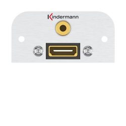 Kindermann Konnect 54 Anschlussblende Aluminium, HDMI und 3,5 mm Audio Klinke mit Kabelpeitsche, Halbmodul