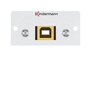 Kindermann Konnect 50 alu - USB 2.0 (B auf A) 7444000525 Das Kindermann Konnect Anschlussmodul bietet eine optimale Lösung für stabile und zuverlässige USB-Datenverbindungen. Perfekt geeignet für Konferenzräume, Büros, Schulungsräume und professionelle Medientechnik-Installationen. Anschlussblende mit Kabelpeitsche, USB 2.0 B-Buchse/ A-Buchse, Anschluss rückseitig Gender Changer Halbblende, Aluminium eloxiert Größe 50 x 50 mm Mindesteinbautiefe 47 mm