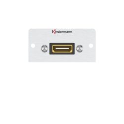 Kindermann Konnect 50 alu HDMI-Anschlussblende Aluminium 7444000542 Die Kindermann Anschlussblende ermöglicht eine störungsfreie, hochauflösende Übertragung von Videosignalen in Full HD und 4K, ideal für Präsentationen, Meetings oder digitale Displays. Das robuste Aluminium-Design sorgt für eine lange Lebensdauer, Stabilität und eine elegante Optik. Anschlussblende mit Kabelpeitsche, HDMI - Highspeed mit Ethernet Kabelpeitsche, kurz Buchse/Buchse Halbblende, Aluminium eloxiert Größe 50 x 50 mm Die Kindermann HDMI-Anschlussblende bietet eine leistungsstarke, zukunftssichere und professionelle Lösung für audiovisuelle Anwendungen.