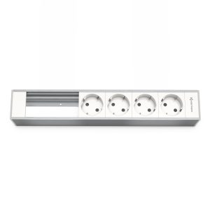 Kindermann Modulträger 6-fach mit 4x Stromanschluss 7449000304 Entdecken Sie den Kindermann Modulträger 6-fach! Dieser innovative Modulträger bietet höchste Flexibilität und ist die ideale Lösung für professionelle Installationen in Büro-, Konferenz- und Schulungsräumen. Er überzeugt durch seine robuste Bauweise und die einfache Handhabung, was ihn zur perfekten Wahl für moderne Arbeitsumgebungen macht. Mit vier integrierten Stromanschlüssen liefert er die nötige Energieversorgung für Ihre Geräte. Farbe Aluminium naturfarben Bietet Platz für 4 Halbblenden oder 2 Vollblenden der Konnect flex 45 click Serie Netzkabel GST18 Läge ca. 30 cm