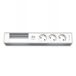 Kindermann Modulträger 6-fach Aluminium, 3x Strom, 2x USB Ports, 2x Leerplätze für Konnect 54 Module