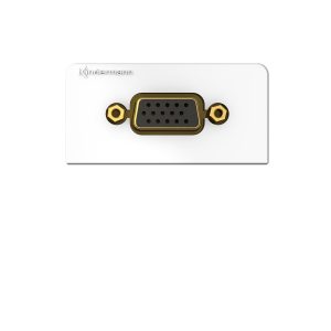 Kindermann Anschlussblende mit Kabelpeitsche VGA weiß 7456000501 Anschlussblende mit Kabelpeitsche, VGA (HD15) Halbblende Frontblende aus Kunststoff RAL 9010 weiß werkzeugfreie Montage Frontabdeckung in den Größen 50 x 25, 54 x 27, 55 x 28 mm im Lieferumfang