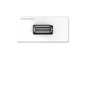 Kindermann Konnect design click DisplayPort Anschlussblende 7456000588 Die Kindermann Anschlussblende bietet eine stilvolle und funktionale Möglichkeit, DisplayPort-Anschlüsse in Ihre Audio- und Videoinstallationen zu integrieren. Diese elegante Halbblende sorgt für eine saubere, professionelle Optik und schützt gleichzeitig Ihre Anschlüsse vor Staub und Beschädigungen. Sie ist die ideale Wahl für moderne Konferenzräume, Präsentationssysteme und Heimkinos, die eine zuverlässige und hochwertige Videoverbindung benötigen. Anschlussblende mit Kabelpeitsche Halblbende aus Kunststoff RAL 9010 weiß Größen 50 x 25, 54 x 27, 55 x 28 mm werkzeugfreie Montage Kabelpeitsche kurz Buchse/Buchse
