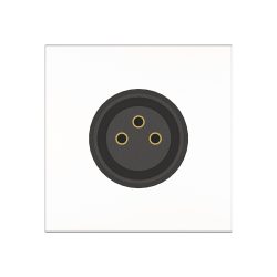 Kindermann XLR Anschlussblende 3-polig, Vollblende 45x45 mm, weiß RAL 9003, Neutrik Buchse mit Lötanschluss für Tischanschlussfelder