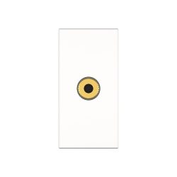 Kindermann Anschlussblende Audio Klinke 3,5 mm Stereo, Halbblende 45x45 mm, weiß RAL 9003, mit Kabelpeitsche für Tischanschlussfelder
