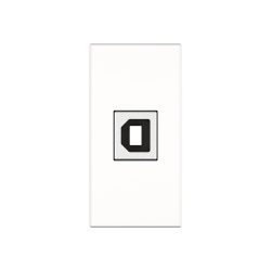 Kindermann USB 2.0 Anschlussblende B-Buchse/A-Buchse, Halbblende 45x45 mm, weiß RAL 9003, mit Kabelpeitsche für Tischanschlussfelder