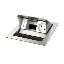 Kindermann CablePort standard² Tischeinbaugehäuse 2-fach, 1 x Strom, Edelstahl 7492000041 Kompakte & stilvolle Konnektivität für moderne Arbeitsplätze! Das Kindermann Tischeinbaugehäuse bietet eine hochwertige, platzsparende und flexible Lösung zur Integration von Strom- und Datenanschlüssen. Dank des eleganten Edelstahl-Designs fügt es sich nahtlos in moderne Arbeitsumgebungen ein und sorgt für eine professionelle und aufgeräumte Kabelorganisation. Platzsparende & dezente Lösung – ermöglicht eine diskrete Integration in Arbeitsflächen Einfache & schnelle Montage – ideal für den Einbau in Konferenztische, Schreibtische & Medieneinheiten Leermodul mit 1 x Strom (Schuko) Edelstahl gebürstet Individuell bestückbar mit Konnectflex 45 click Blenden (7464000xxx) Schnelle Blenden-Montage mit Schnappmechanik Ruhige Optik durch frontbündige Schnittstellen Kompatibel zu Neets Mediensteuerung, USB-Ladeadaptern, EnOcean Vereinfachter Tischeinbau durch Montage von oben Flächenbündiger Einbau möglich Einbautiefe 65 mm Für Tischplatten bis 40 mm Stärke Netzanschluss mit 3-poligem GST 18 Stecker