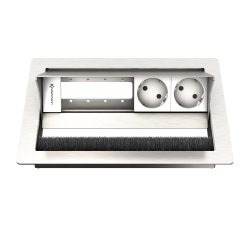 Kindermann CablePort standard² 4-fach Tischeinbaugehäuse 2x Strom 2x Leerfelder Edelstahl 7492000052