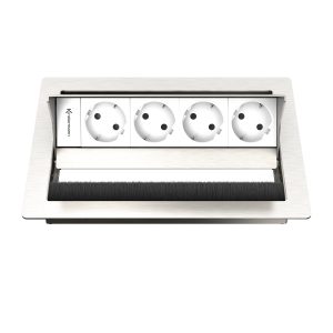 Kindermann CablePort standard² 4-fach, 4 x Strom 7492000054 Maximale Funktionalität trifft auf modernes Design! Der Kindermann CablePort standard² ist die ideale Lösung für eine geordnete und professionelle Stromversorgung am Arbeitsplatz. Das Tischanschlussfeld versorgt Monitore, Laptops, Ladegeräte und andere Geräte sicher und bequem mit Energie. Platzsparendes & elegantes Design, das sich harmonisch in moderne Büro- und Konferenzraumumgebungen einfügt. Leermodul mit 4 x Strom (Schuko) Edelstahl gebürstet Kompatibel zu Neets Mediensteuerung, USB-Ladeadaptern, EnOcean Einbautiefe 65 mm Ausschnitt 227 x 170 mm Außenmaß 250 x 190 mm Einbautiefe 40 mm Stärke Netzanschluss mit 3-poligem GST 18 Stecker Mit dem Kindermann CablePort standard² gehört Kabelchaos der Vergangenheit an! Ob im Büro, Konferenzraum oder Home-Office – sorgen Sie für eine effiziente und stilvolle Arbeitsplatzgestaltung mit maximalem Komfort.