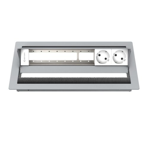 Kindermann CablePort standard² 6-fach Tischeinbaugehäuse, 2x Strom Edelstahl 7492000082