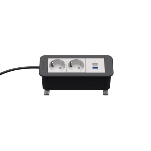 Kindermann CablePort Office desk Tischanschlussfeld 3-fach, 2x Strom 1x USB schiefergrau 7550000122