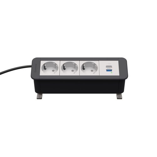 Kindermann CablePort Office desk Tischanschlussfeld 4-fach 3 x Strom, 1 x USB A/C schiefergrau 7550000223