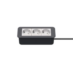 Kindermann CablePort Office frame Steckdoseneinheit 3-fach schiefergrau, 3x Schutzkontakt-Steckdose für Tischanschlussfelder