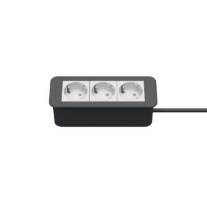 Kindermann CablePort Office desk Steckdoseneinheit 3-fach, 3 x Strom 7550000103 Optimale Stromversorgung für Ihr Büro – Kompakt, leistungsstark, zuverlässig! Die Kindermann Steckdosenleiste bietet Ihnen eine effiziente Energieversorgung für Ihre Geräte. Mit 3 Stromanschlüssen ist diese Steckdosenleiste die ideale Lösung für moderne Büros und Homeoffice-Arbeitsplätze, die auf zuverlässige und platzsparende Stromversorgung angewiesen sind. 3x Stromanschlüsse Profilfarbe: ähnlich schiefergrau, RAL7015, Steckdosen weiß, RAL9003 Netzzuleitung mit GST18 Stecker, ca. 1 m lang Außenmaß: 175 x 67 x 77 mm Verabschieden Sie sich von Kabelsalat und unzureichender Stromversorgung! Die Kindermann CablePort Office desk sorgt für mehr Ordnung, Effizienz und Flexibilität an Ihrem Arbeitsplatz. Ideal für moderne Arbeitsumgebungen, die eine zuverlässige und schnelle Stromversorgung benötigen.