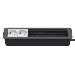 Kindermann CablePort Office frame Steckdoseneinheit 6-fach schiefergrau, 2x Strom, 4x Leerfeld für modulare AV- und Datenanschlüsse
