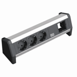 Dreifach-Steckdoseneinheit mit Custom-Slot – funktional, platzsparend und ideal für moderne Büroumgebungen.