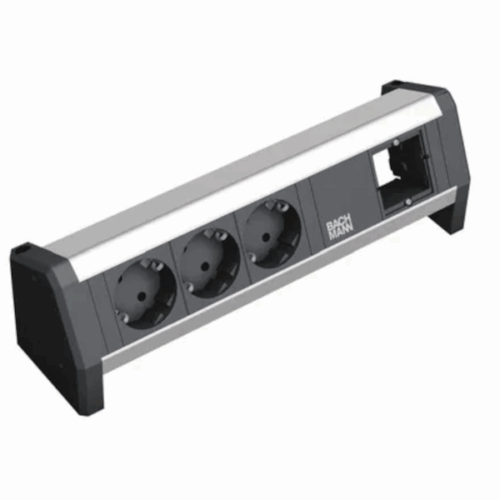 Dreifach-Steckdoseneinheit mit Custom-Slot – funktional, platzsparend und ideal für moderne Büroumgebungen.