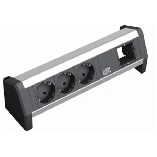 Dreifach-Steckdoseneinheit mit Custom-Slot – funktional, platzsparend und ideal für moderne Büroumgebungen.
