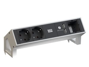 Bachmann Steckdoseneinheit DESK2 2xStrom 1xUSB Charger 1xCustom Inox 902.428 Entdecken Sie die Bachmann Steckdoseneinheit DESK2, eine innovative Lösung für Ihre Energieanforderungen im modernen Büro. Mit zwei Stromanschlüssen, einem USB-Charger und einem Custom-Anschluss bietet diese Einheit nicht nur hervorragende Funktionalität, sondern auch ein elegantes Inox-Design. 2x Stromanschlüsse: Versorgen Sie Ihre Geräte zuverlässig mit Strom. 1x USB-Charger: Schnelles Aufladen für Smartphones, Tablets und andere USB-Geräte. 1x Custom-Anschluss: Flexibel einsetzbar für spezifische Anforderungen. Inox-Design: Stilvoll und robust, passt perfekt in jede moderne Arbeitsumgebung. Aluminiumprofil Stromeingang 0,2m H05W-F3G1,5mm² mit GST 18 inkl. Haltewinkel Länge 239,2 mm 2 Schutzkontaktsteckdosen mit Kinderschutz, 35° gedreht Lackiert in Inox Optimieren Sie Ihre Energieversorgung und verleihen Sie Ihrem Arbeitsplatz eine ästhetische Note mit der Bachmann Steckdoseneinheit DESK2.