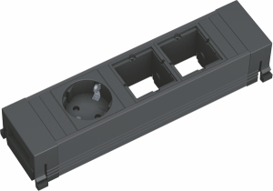 Bachmann Power Frame Steckdosenleiste 1xStrom 2xCustom schwarz 916.061 Die Bachmann Power Frame Steckdosenleiste ist eine platzsparende, moderne und flexible Lösung für die Strom- und Datenversorgung. Bachmann Power Frame Einbaurahmen 4-fach 0,1 m Leitung mit GST18i3 Stecker Kunststoff schwarz Länge: 261,9 mm Ob in Büros, Konferenzräumen oder Home-Offices – die Bachmann Power Frame Steckdosenleiste bietet eine leistungsstarke, stilvolle und erweiterbare Lösung für ein modernes Arbeitsplatz-Setup.