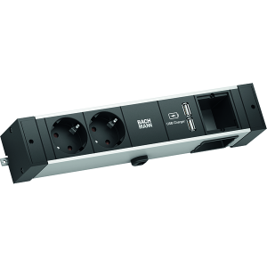Bachmann DESK RAIL 2xStrom 1xUSB Charger 1xCustom 941.001 Die flexible Mehrfachsteckdose für moderne Arbeitsplätze! Entdecken Sie die vielseitige Bachmann DESK RAIL, die optimale Lösung für Ihren Arbeitsplatz. Mit 2x Steckdosen, 1x USB Ladeanschluss und 1x Custom-Anschluss bietet sie maximale Flexibilität und Stromversorgung auf Ihrem Schreibtisch. Aluminium eloxiert Wieland GST18i3 Maße (BxHxT): 270x52x52 mm Die Bachmann DESK RAIL ist die ideale Ergänzung für jeden Arbeitsplatz, um Effizienz und Ordnung zu fördern.