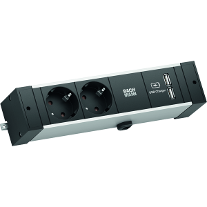 Bachmann DESK RAIL 2x Strom 1xUSB Charger 941.101 Die perfekte Mehrfachsteckdose für moderne Arbeitsplätze! Erleben Sie die vielseitige Bachmann DESK RAIL, die optimale Lösung für Ihre Strombedürfnisse am Arbeitsplatz. Mit 2 Steckdosen und 1 USB Charger bietet sie maximale Flexibilität und Effizienz. Aluminium eloxiert Wieland GST18i3 Maße (BxHxT): 228x52x52 mm Die Bachmann DESK RAIL ist die ideale Ergänzung für jeden modernen Arbeitsplatz und sorgt für eine aufgeräumte und funktionale Umgebung.