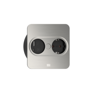 Bachmann TWIST 2 Steckdoseneinheit 1x Strom 1x USB-Charger A/C, eckig Edelstahl-Optik 946.005 Neue Formen und hochwertige Oberflächen garantieren ein wertiges, kompaktes Design-Upgrade für Küche, Wohnzimmer und Office. Die neue TWIST 2 lässt sich automatisch per Knopfdruck öffnen und ist dadurch noch komfortabler zu bedienen. Nach Gebrauch wird das Cover einfach und sicher von Hand geschlossen. Dank neuer Anti-Fingerprint-Beschichtung verringern sich dabei Benutzerspuren und Fingerabdrücke 1x Steckdose, schwarz 1x USB A/C Charger 22W Abdeckscheibe in Edelstahl-Optik Einbaudurchmesser ca. 104 mm, Einbautiefe 40 mm Für Plattenstärken von 6 mm bis 40 mm Stromeingang: 2,0 m Zuleitung schwarz | H05VV-F |3G1,5mm² Mit Aderendhülsen und beigelegtem Montagestecker Platzsparende Kabelführung Einfache und schnelle Montage Maße (HxØ): ca. 42,5 x 115 mm