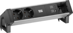 Bachmann DESK 2 Alu Black Steckdoseneinheit 2x Strom 1x USB-C/A-Doppelcharger 1x Custom 937.304