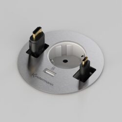Das Kindermann CablePort table³ ist ein elegantes Anschlussfeld mit Schuko-Steckdose, USB-A Ladebuchse und flexibel nutzbaren Kabeldurchführungen. Perfekt für moderne Arbeitsumgebungen.