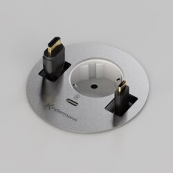 Das Kindermann CablePort table³ ist ein stilvolles Anschlussfeld mit Schuko-Steckdose, USB-C Ladebuchse und flexibel nutzbaren Kabeldurchführungen. Perfekt für moderne Arbeitsbereiche.