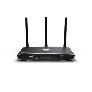 Klick&Show K-FleX ist ein universelles Wireless-Collaboration-System für flexible Präsentationen ohne Kabelsalat. Inhalte können kabellos von Laptops oder mobilen Geräten übertragen werden, während eine BYOM-Erweiterung hochwertige Videokonferenzen ermöglicht.